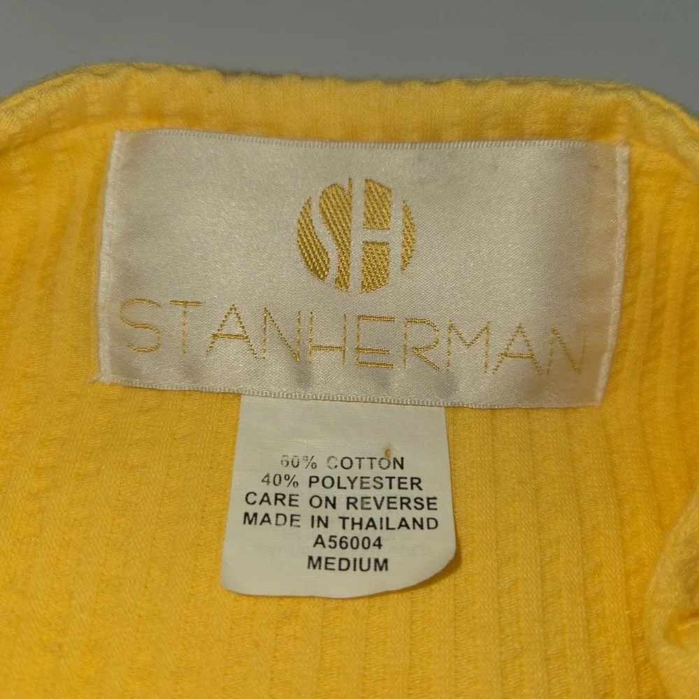 Stan Herman Yellow Textured Zip Front Lounger Robe Sun Zipper Pull Womens XL